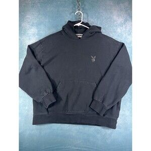 Playboy By PacSun Hoodie Large Black Bunny Logo Pullover Graphic Sweatshirt Y2K